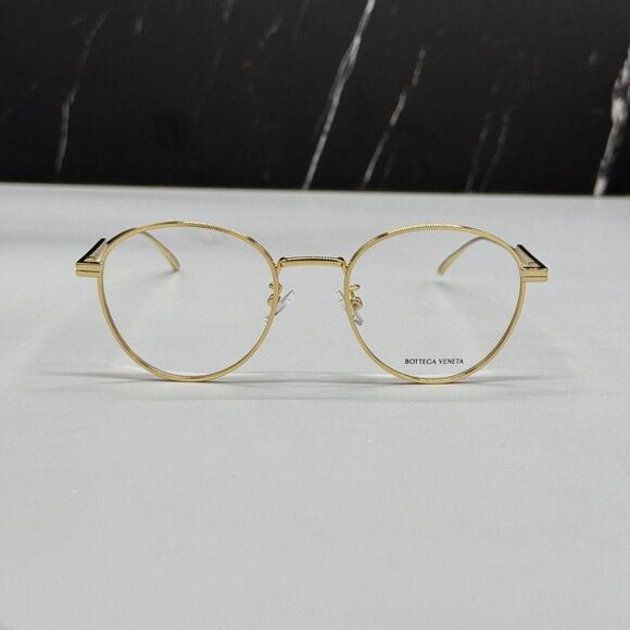 NEW BOTTEGA VENETA BV1016OA 002 ROUND GOLD UNISEX EYEGLASSES BOTTEGA VENETA - Picture 1 of 10